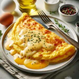 Goat’s Cheese, Red Onion & Chive Open Omelette