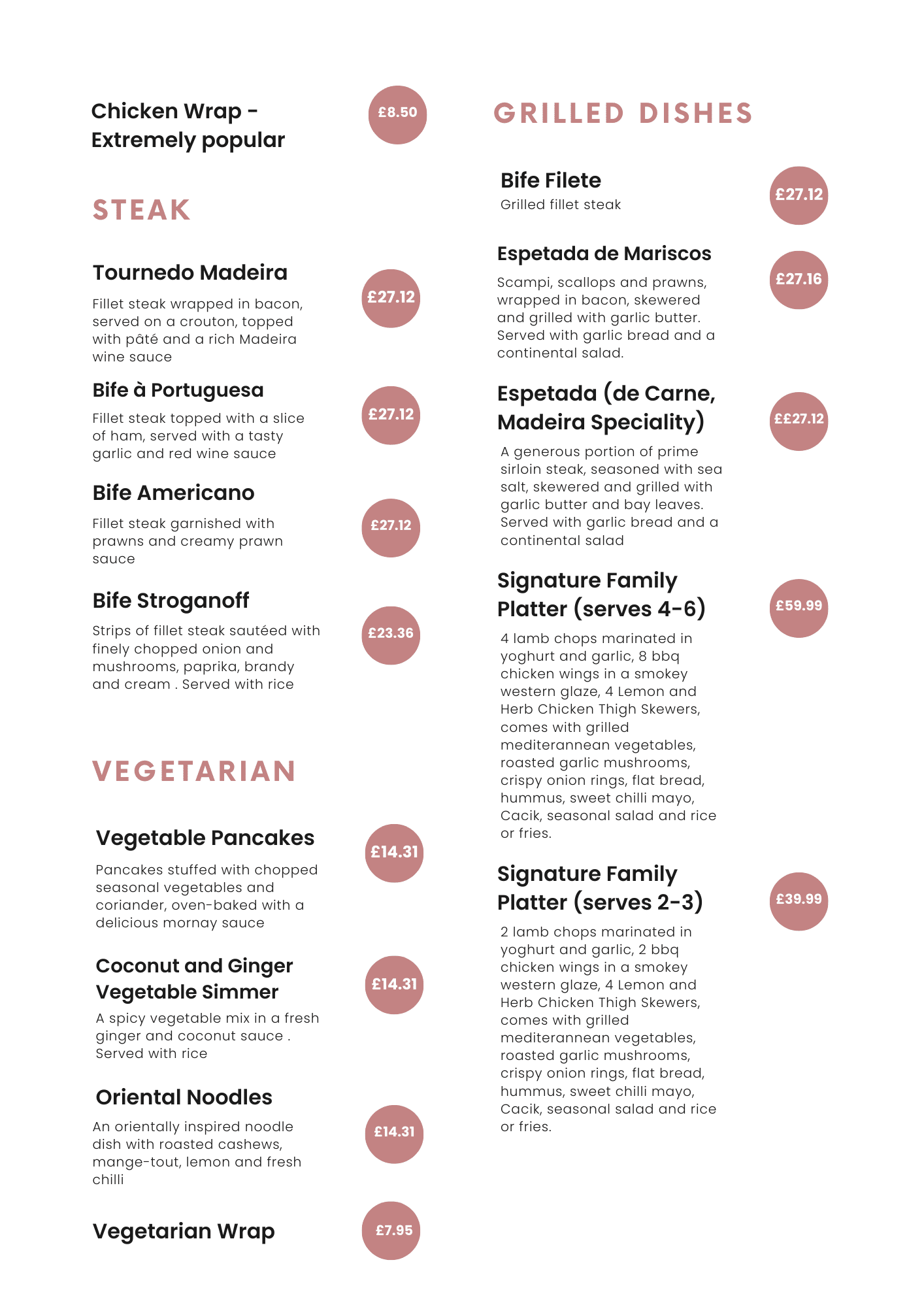 Main Courses - Duck and Chicken + Pork