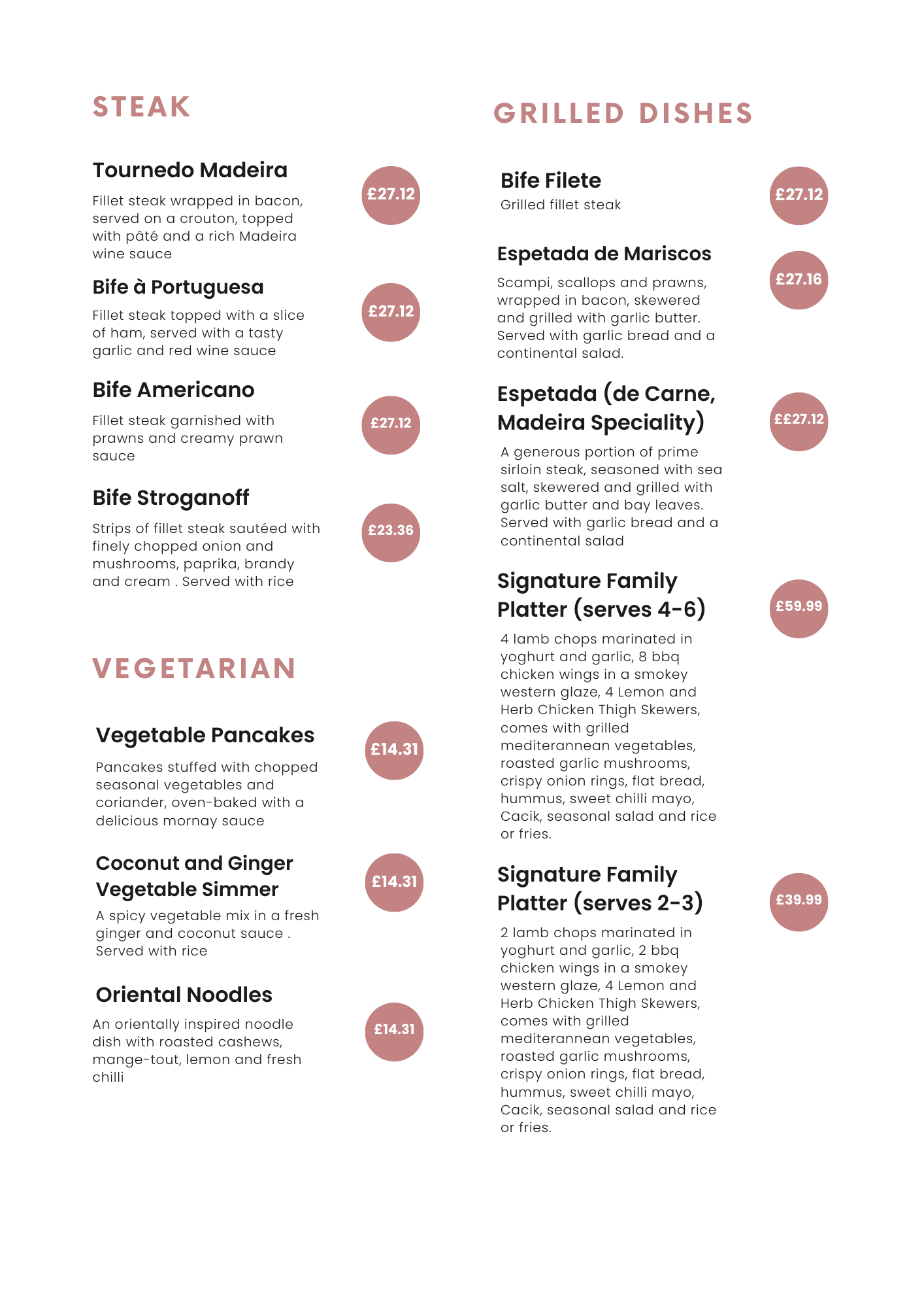 Main Courses - Duck and Chicken + Pork